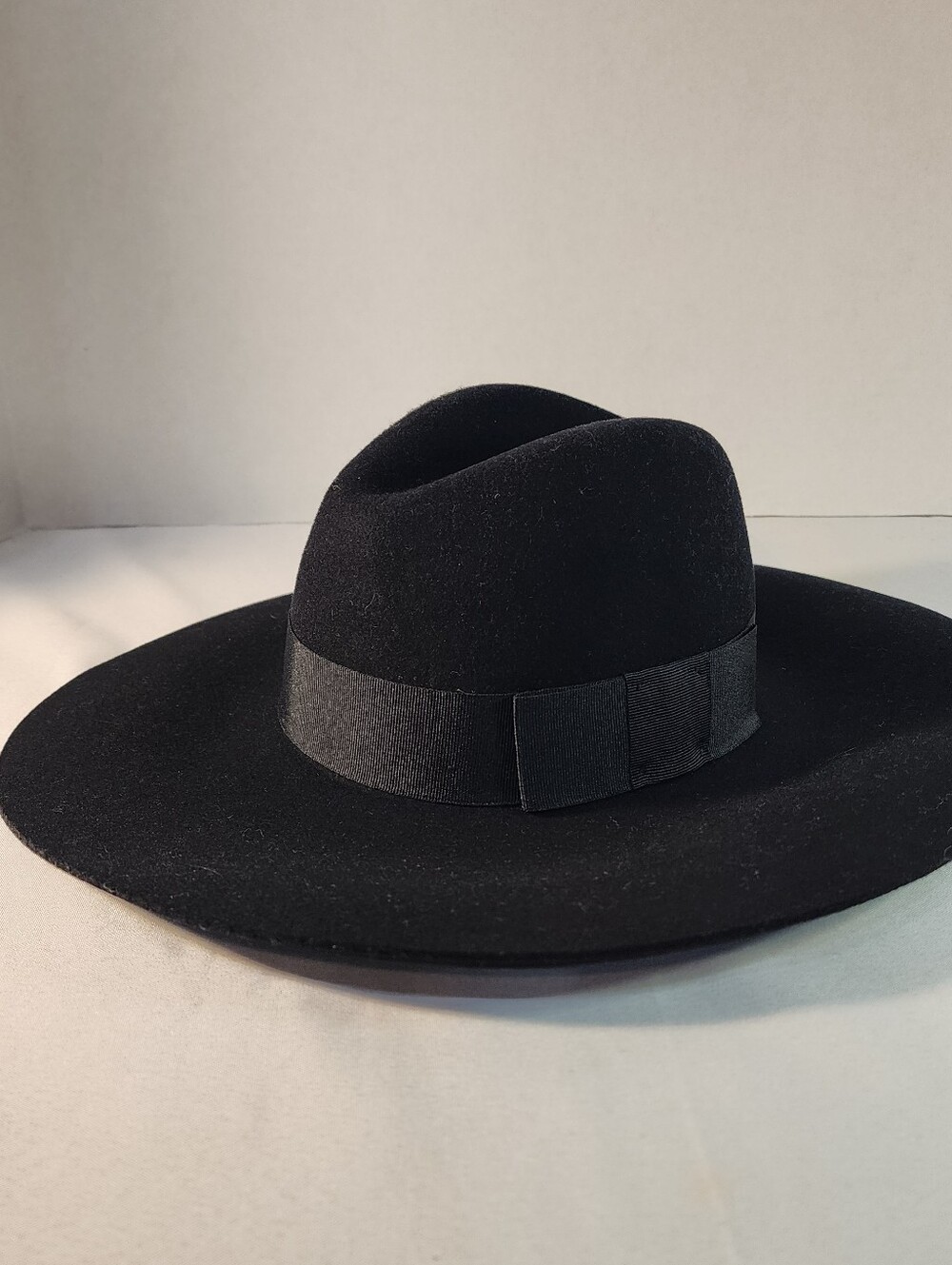 Brixton Piper Floppy Wool Hat Black Boho Festival Ribbon Bow Women's XS